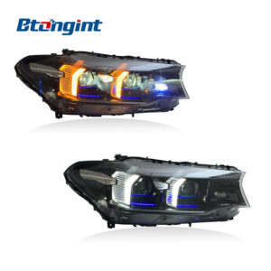 Fang Style LED Headlights Assembly Compatible with BMW 5 Series G30 2018-2020, Sequential Turn Signal Projector Headlamp