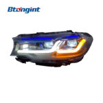 For 2018-2020 BMW 5 Series G30 G38 Headlight Assembly, M5 Competition Dual Blue Eyebrow LED Headlamp Upgrade