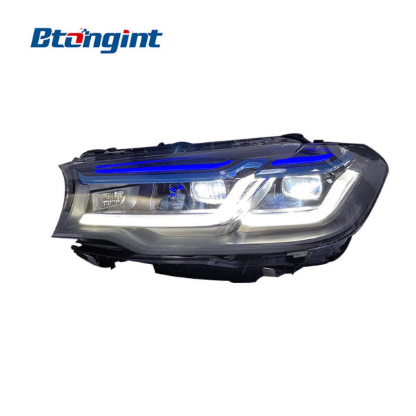 For 2018-2020 BMW 5 Series G30 G38 Headlight Assembly, M5 Competition Dual Blue Eyebrow LED Headlamp Upgrade