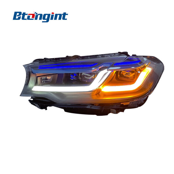For 2018-2020 BMW 5 Series G30 G38 Headlight Assembly, M5 Competition Dual Blue Eyebrow LED Headlamp Upgrade