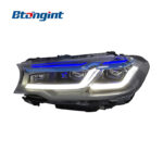 For 2018-2020 BMW 5 Series G30 G38 Headlight Assembly, M5 Competition Dual Blue Eyebrow LED Headlamp Upgrade
