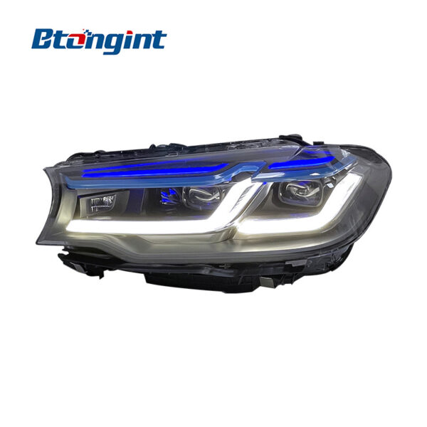 For 2018-2020 BMW 5 Series G30 G38 Headlight Assembly, M5 Competition Dual Blue Eyebrow LED Headlamp Upgrade
