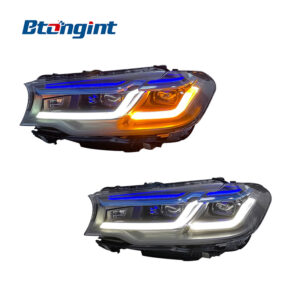 For 2018-2020 BMW 5 Series G30 G38 Headlight Assembly, M5 Competition Dual Blue Eyebrow LED Headlamp Upgrade