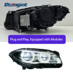 For 2011-2017 BMW 5 Series F10 F18 Headlight Assembly, Angel Eye LED DRL Headlamp Upgrade