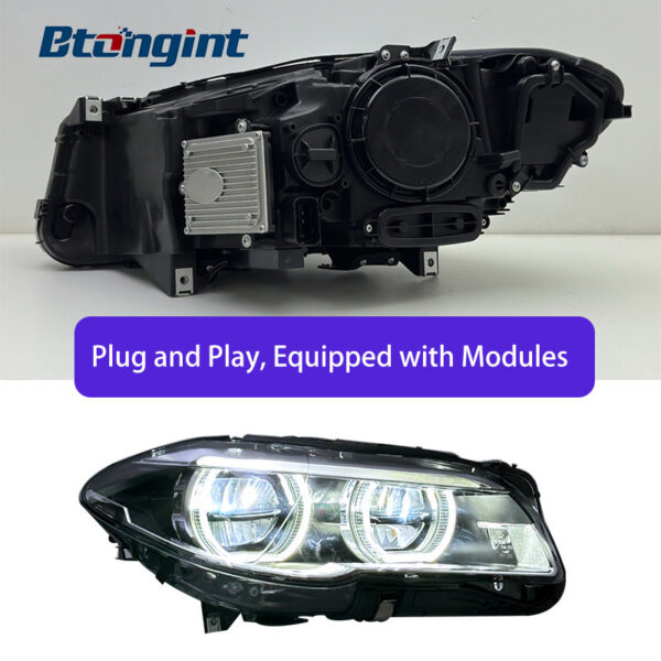 For 2011-2017 BMW 5 Series F10 F18 Headlight Assembly, Angel Eye LED DRL Headlamp Upgrade