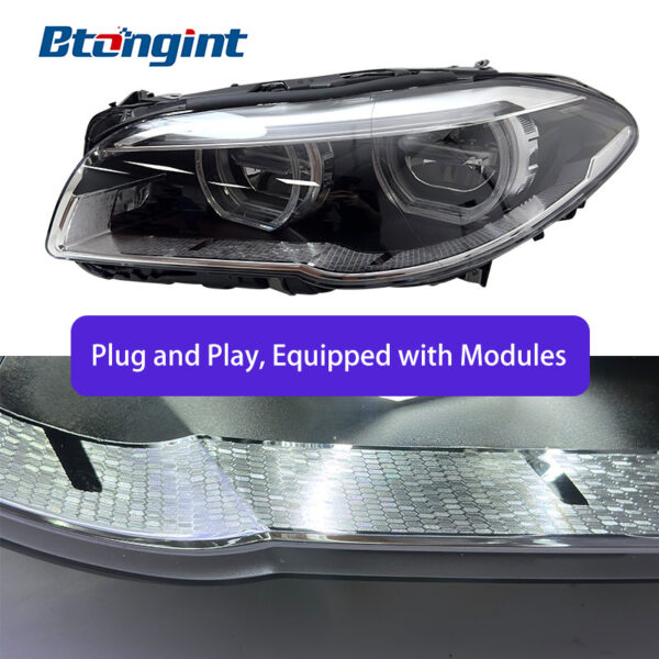 For 2011-2017 BMW 5 Series F10 F18 Headlight Assembly, Angel Eye LED DRL Headlamp Upgrade