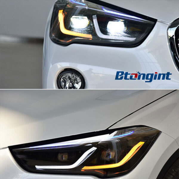 For 2016-2019 BMW X1 F48 F49 Headlight Assembly, High Configuration LED DRL & LED Lens Headlamp Upgrade