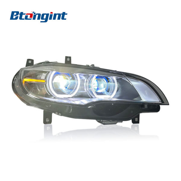 For 2008-2014 BMW X6 E71 Headlight Assembly, Angel Eye LED DRL LED Lens Headlamp Upgrade