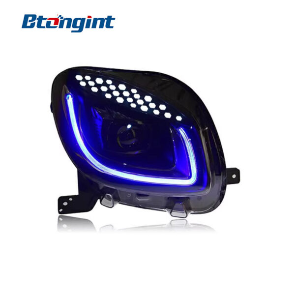 For 2015-2019 Mercedes-Benz Smart Headlight Assembly, LED Lens Headlamp With One-Touch Blue DRL Upgrade