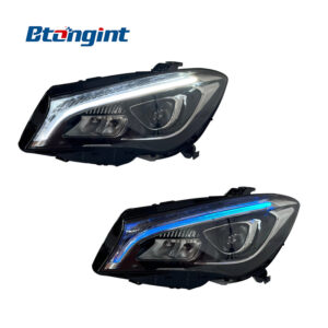 For 2014-2019 Mercedes-Benz CLA W117 Headlight Assembly, Low to High Spec Light Guide Full LED DRL Headlamp Upgrade