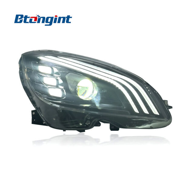 For 2007-2010 Mercedes-Benz C-Class W204 Headlight Assembly, Maybach Style LED DRL Lens Headlamp Upgrade