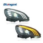 For 2007-2010 Mercedes-Benz C-Class W204 Headlight Assembly, Maybach Style LED DRL Lens Headlamp Upgrade