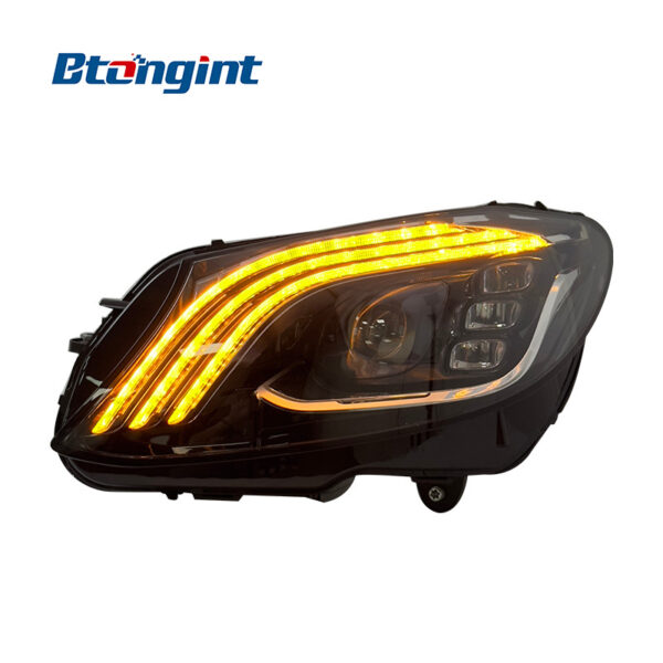 For 2015‑2021 Mercedes‑Benz C‑Class W205 Headlight Assembly, S‑Class Maybach‑Style LED Lens Headlamp With DRL & Sequential Turn Signal Upgrade