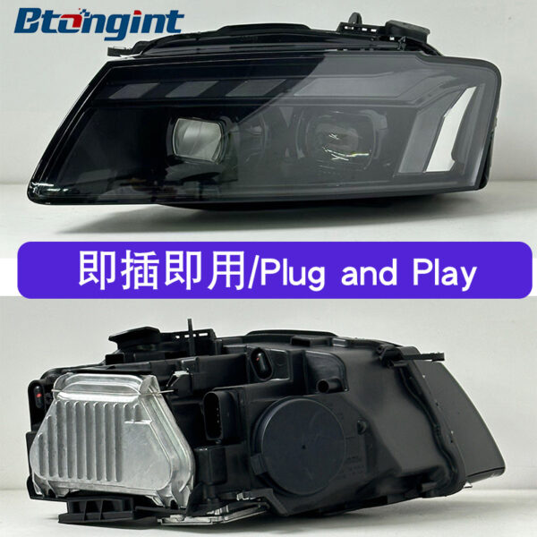For 2008‑2011 Audi A5 Headlight Assembly, RS5‑Style LED Lens Headlamp With DRL & Sequential Turn Signal Upgrade