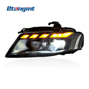 For 2008‑2012 Audi A4 B8 Headlight Assembly, RS‑Style Headlamp With DRL, Sequential Turn Signal & Blue Start‑up Animation Upgrade