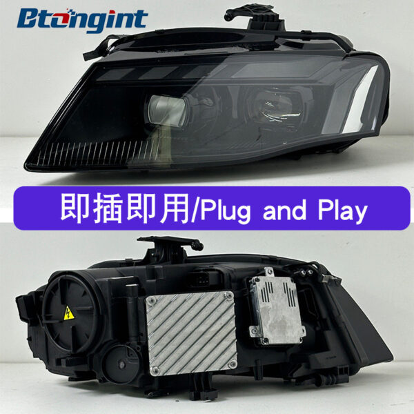 For 2008‑2012 Audi A4 B8 Headlight Assembly, RS‑Style Headlamp With DRL, Sequential Turn Signal & Blue Start‑up Animation Upgrade