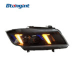 Headlight Assembly For BMW 3‑Series E90 2005‑2012 Retrofit Fangs Style LED DRL Lens Headlamp