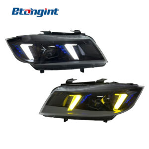 Headlight Assembly For BMW 3‑Series E90 2005‑2012 Retrofit Fangs Style LED DRL Lens Headlamp