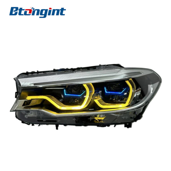 Headlight Assembly For BMW 5‑Series G30 G38 2018‑2020 Retrofit Spoon‑Shaped Dual‑Color DRL Laser Lens