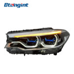 Headlight Assembly For BMW 5‑Series G30 G38 2018‑2020 Retrofit Spoon‑Shaped Dual‑Color DRL Laser Lens