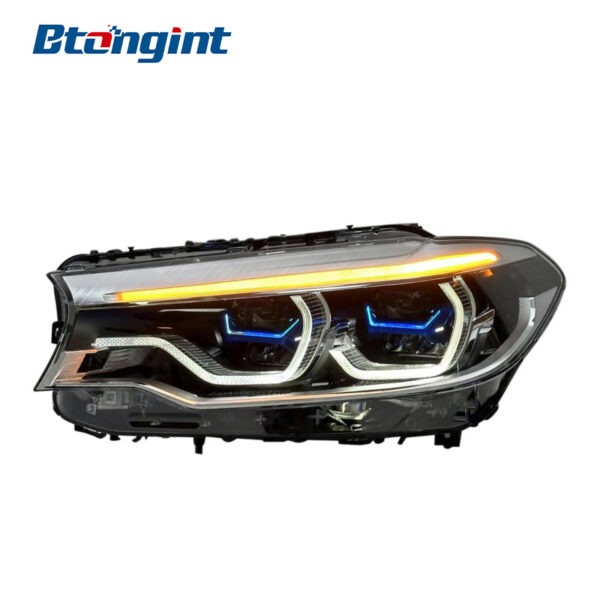 Headlight Assembly For BMW 5‑Series G30 G38 2018‑2020 Retrofit Spoon‑Shaped Dual‑Color DRL Laser Lens