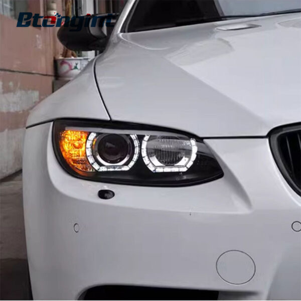 Headlight Assembly For BMW E92 E93 330 335 M3 Retrofit LED Angel‑Eye Lens Xenon Headlamp
