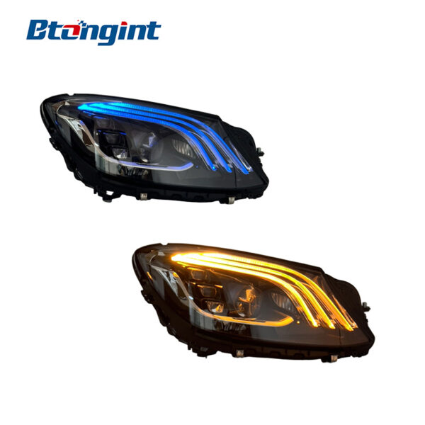 Headlight Assembly For Mercedes‑Benz S‑Class W222 2014‑2018 Retrofit Maybach‑Style LED Lens DRL & Turn Signal