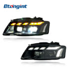 Headlight Assembly For Audi A5 2008‑2011 Retrofit RS5 Dynamic DRL LED Lens Sequential Turn