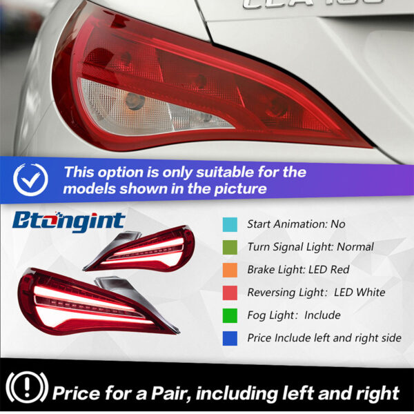 Tail Light Assembly For Mercedes‑Benz CLA C117 2014‑2019 Retrofit New LED Running Light Turn Signal Brake Lamp