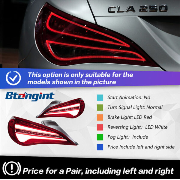 Tail Light Assembly For Mercedes‑Benz CLA C117 2014‑2019 Retrofit New LED Running Light Turn Signal Brake Lamp