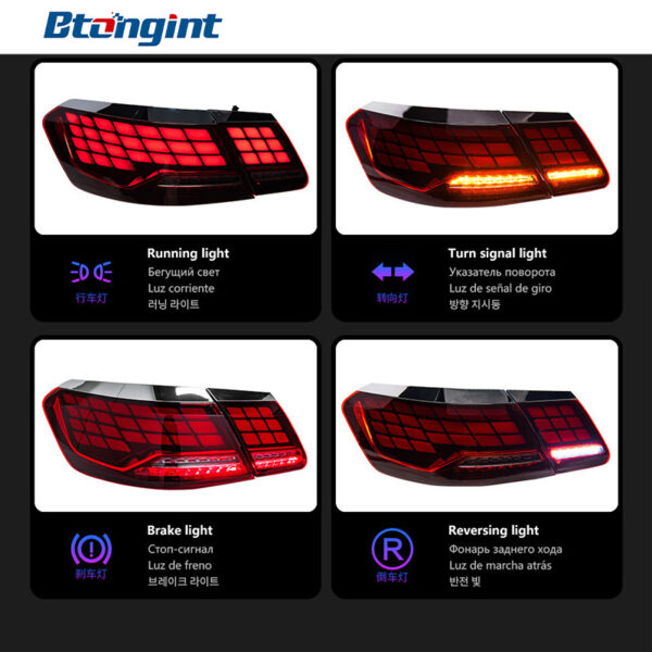 Tail Light Assembly For Mercedes‑Benz E‑Class W212 Retrofit E63 Dragon‑Scale LED Sequential Running Tail Lamp