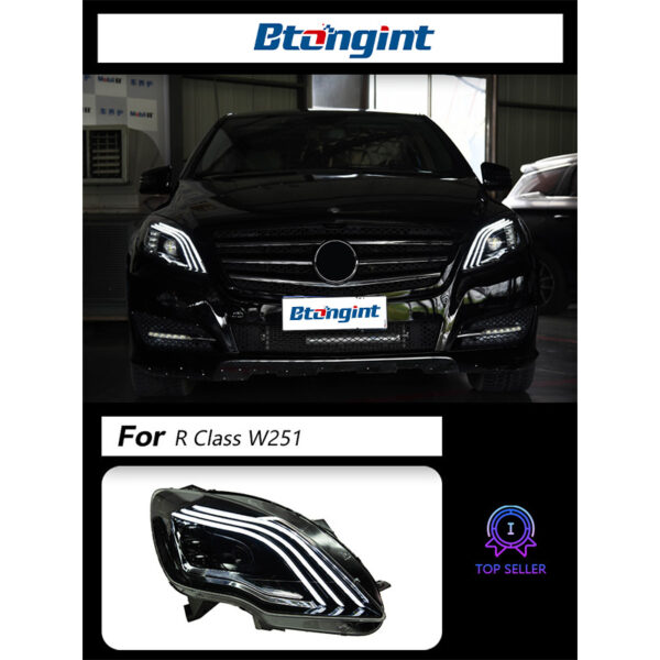 Headlight Assembly For Mercedes‑Benz R‑Class W251 2010‑2017 Retrofit LED Lens Sequential Turn Headlamp