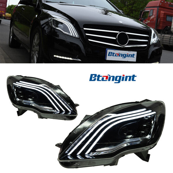 Headlight Assembly For Mercedes‑Benz R‑Class W251 2010‑2017 Retrofit LED Lens Sequential Turn Headlamp