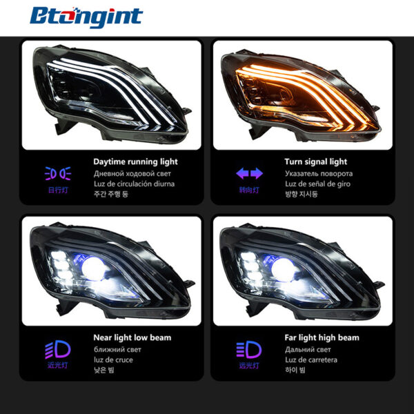Headlight Assembly For Mercedes‑Benz R‑Class W251 2010‑2017 Retrofit LED Lens Sequential Turn Headlamp