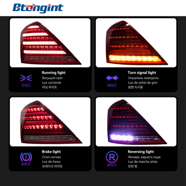 Tail Light Assembly For Mercedes‑Benz S‑Class W221 2006‑2013 Retrofit Diamond Maybach‑Style LED Sequential Turn Tail Lamp
