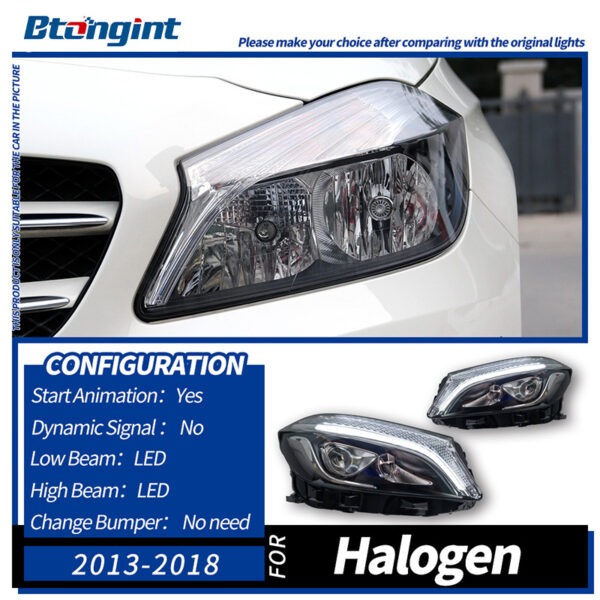 For 2013‑2018 Mercedes‑Benz A‑Class W176 Headlight Assembly, Upgrade LED Lens Headlight Turn Signal & DR