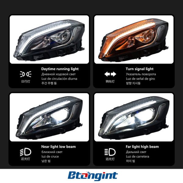 For 2013‑2018 Mercedes‑Benz A‑Class W176 Headlight Assembly, Upgrade LED Lens Headlight Turn Signal & DR