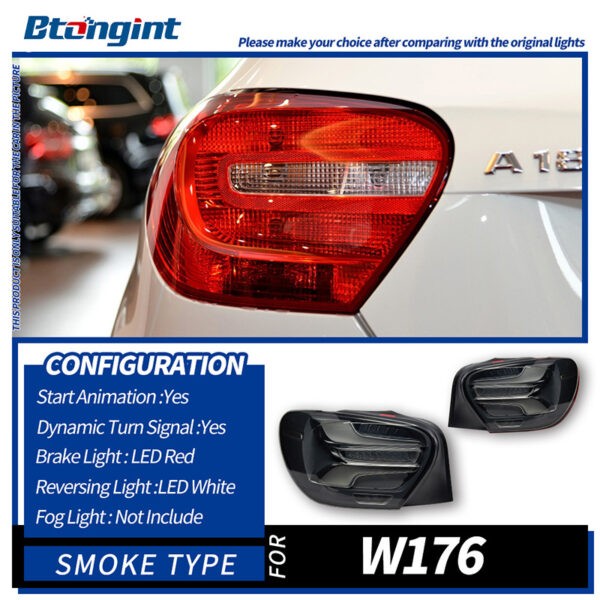 For Mercedes‑Benz A‑Class W176 2013‑2018, Modified New‑Style Rear Tail Light Assembly, Upgraded LED Daytime Running Lights, Sequential Flowing Turn Signal Lamps, Aftermarket Auto Modification Replacement Parts