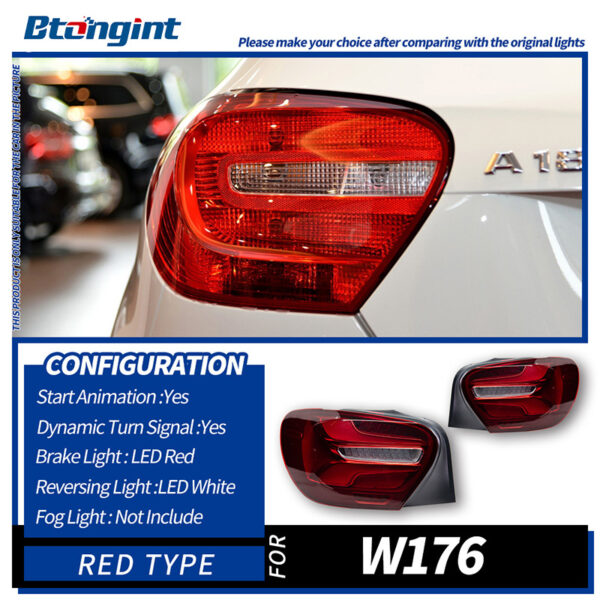 For Mercedes‑Benz A‑Class W176 2013‑2018, Modified New‑Style Rear Tail Light Assembly, Upgraded LED Daytime Running Lights, Sequential Flowing Turn Signal Lamps, Aftermarket Auto Modification Replacement Parts