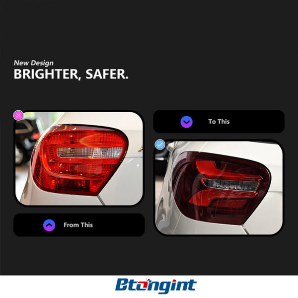 For Mercedes‑Benz A‑Class W176 2013‑2018, Modified New‑Style Rear Tail Light Assembly, Upgraded LED Daytime Running Lights, Sequential Flowing Turn Signal Lamps, Aftermarket Auto Modification Replacement Parts