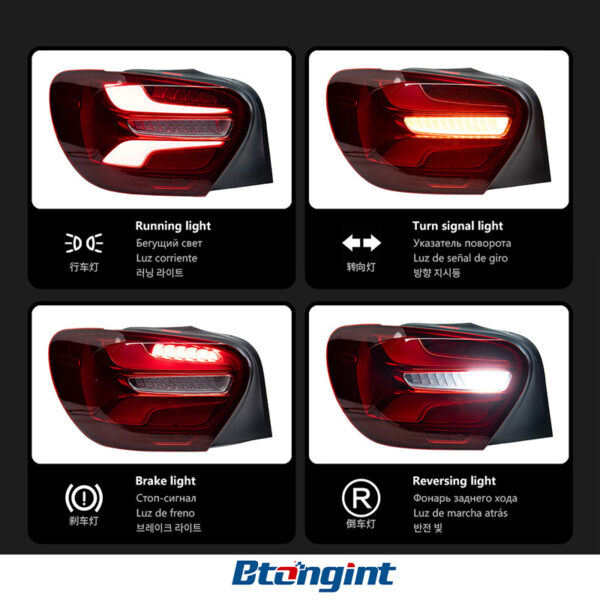 For Mercedes‑Benz A‑Class W176 2013‑2018, Modified New‑Style Rear Tail Light Assembly, Upgraded LED Daytime Running Lights, Sequential Flowing Turn Signal Lamps, Aftermarket Auto Modification Replacement Parts
