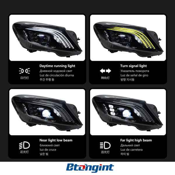 For Mercedes‑Benz S‑Class W222 2014‑2017, Modified Maybach‑Style Headlight Assembly, Upgraded LED Projector Headlamp with LED Daytime Running Lights, Aftermarket Auto Replacement & Tuning Accessories
