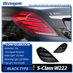 For 2014‑2017 Mercedes‑Benz S‑Class W222 LED Tail Light Assembly, Sequential Turn Signal Running Light Upgrade, No Bumper Replacement Required