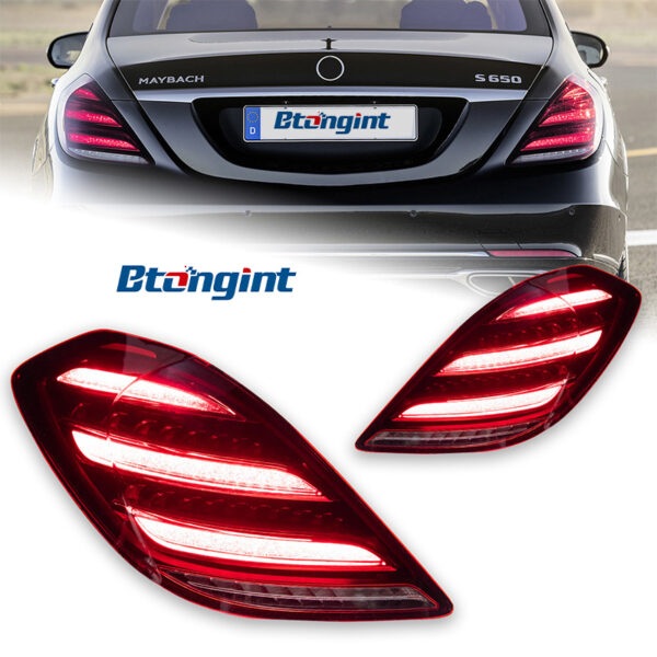 For 2014‑2017 Mercedes‑Benz S‑Class W222 LED Tail Light Assembly, Sequential Turn Signal Running Light Upgrade, No Bumper Replacement Required