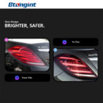 For 2014‑2017 Mercedes‑Benz S‑Class W222 LED Tail Light Assembly, Sequential Turn Signal Running Light Upgrade, No Bumper Replacement Required