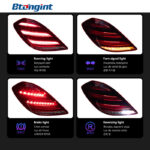 For 2014‑2017 Mercedes‑Benz S‑Class W222 LED Tail Light Assembly, Sequential Turn Signal Running Light Upgrade, No Bumper Replacement Required