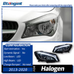 Fit For 2014‑2020 Mercedes‑Benz CLA Series Headlight Assembly, Upgrade LED Bi‑Xenon Projector Headlamp With Sequential Turn Signal