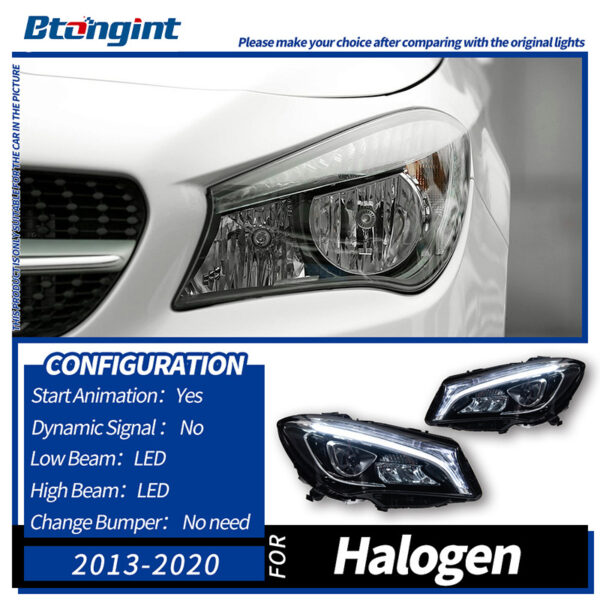 Fit For 2014‑2020 Mercedes‑Benz CLA Series Headlight Assembly, Upgrade LED Bi‑Xenon Projector Headlamp With Sequential Turn Signal