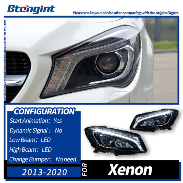 Fit For 2014‑2020 Mercedes‑Benz CLA Series Headlight Assembly, Upgrade LED Bi‑Xenon Projector Headlamp With Sequential Turn Signal