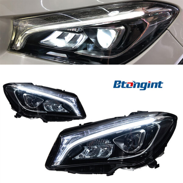 Fit For 2014‑2020 Mercedes‑Benz CLA Series Headlight Assembly, Upgrade LED Bi‑Xenon Projector Headlamp With Sequential Turn Signal